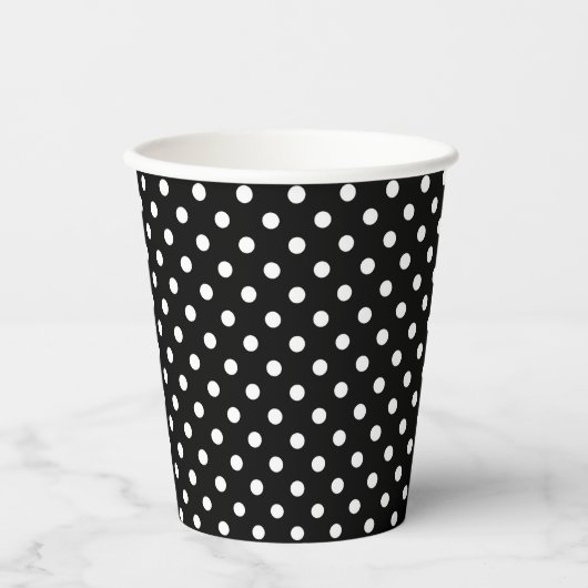Schwarz-weiß Polka Dots Paper Cups Pappbecher (Vorderseite)