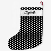 Schwarz-Weiß-Polka-Dots Personalisiert Kleiner Weihnachtsstrumpf (Rückseite)