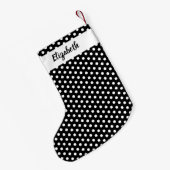 Schwarz-Weiß-Polka-Dots Personalisiert Kleiner Weihnachtsstrumpf (Rückseite (Hängend))