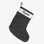 Schwarz-Weiß-Polka-Dots Personalisiert Kleiner Weihnachtsstrumpf (Vorderansicht (hängend))