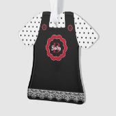 Schwarz-Weiß Polka Dots Pinafront Lace Trim Ornament (Vorderseite)