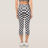 Schwarz-Weiß-Polka-Dots Retro Moderne Abstrakt Capri Leggings (Rückseite)