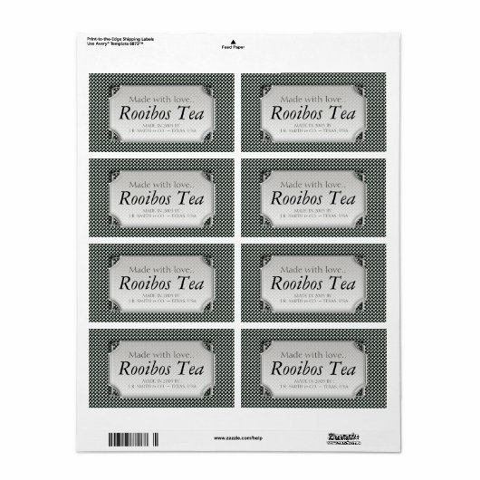 Schwarz-weiß Polka Dots Tee Weinflaschen Etiketten (Vorne)