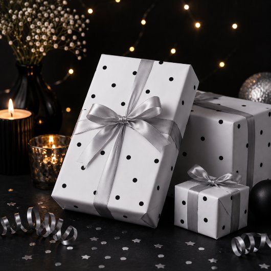 Schwarz-Weiß-Polka-Dots-Umschlagpapier Geschenkpapier