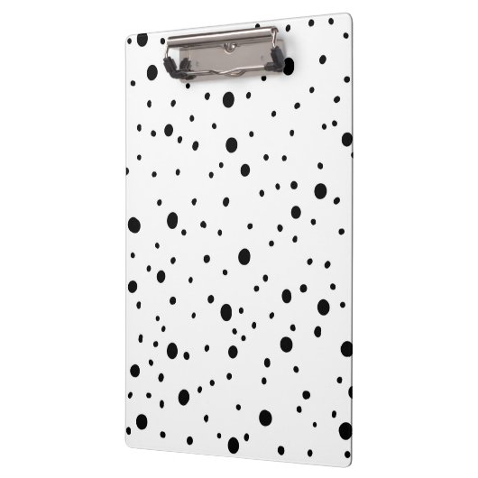 Schwarz-Weiß-Polka-Dots- und Streifen-Notebook Klemmbrett (Links)