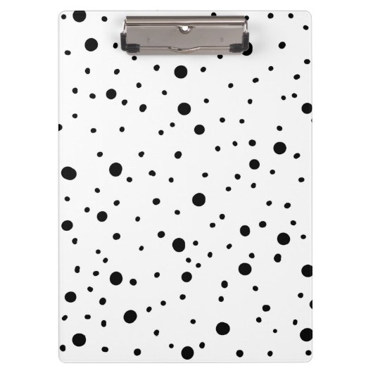 Schwarz-Weiß-Polka-Dots- und Streifen-Notebook Klemmbrett (Vorderseite)