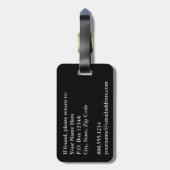 Schwarz-Weiß-Polka-Dotstreifen Modernes Monogramm Gepäckanhänger (Rückseite vertikal)