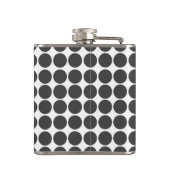Schwarz-Weiß-Polka-Dotter-Flasche Flachmann (Rückseite)