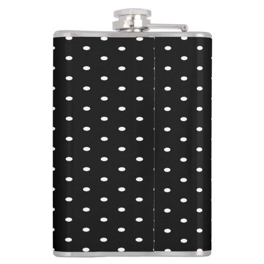 Schwarz-Weiß-Polka-Flasche Flachmann (Rückseite)