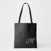 Schwarz-Weiß-Polka-Monogramm Tasche (Vorderseite)