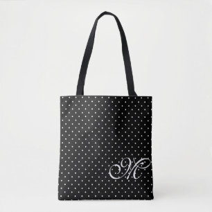 Schwarz-Weiß-Polka-Monogramm Tasche