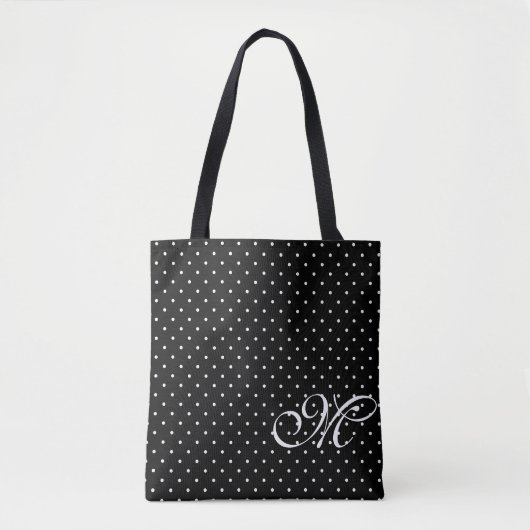 Schwarz-Weiß-Polka-Monogramm Tasche (Vorderseite)