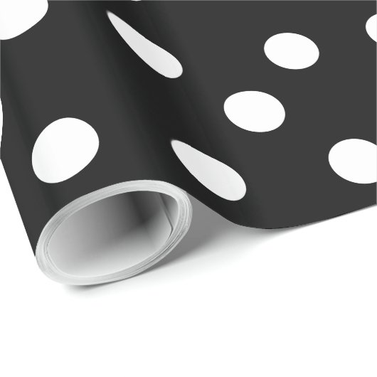 Schwarz-Weiß-Polka-Punkt Geschenkpapier (Rolleneckpunkt)
