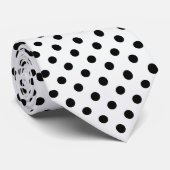 Schwarz Weiß Polka Punkt Krawatte (Gerollt)