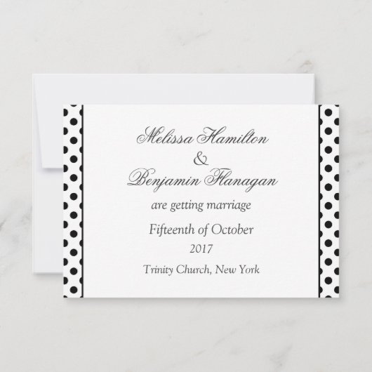 Schwarz-Weiß-Polka-Punkt Save the Date Hochzeit in (Rückseite)