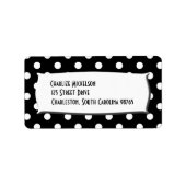 Schwarz-Weiß-Polka-Punkte Adressaufkleber (Vorne)