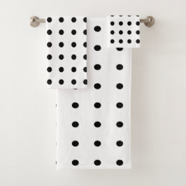 Schwarz-Weiß-Polka-Punkte Badhandtuch Set