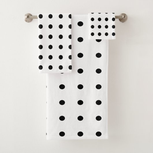 Schwarz-Weiß-Polka-Punkte Badhandtuch Set (Insitu)