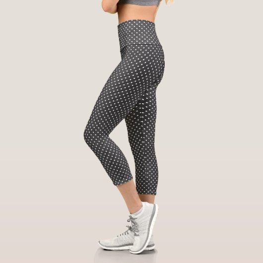 Schwarz-Weiß-Polka-Punkte Capri Leggings (Links)