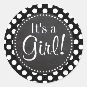 Schwarz-Weiß-Polka-Punkte; Chalkboard-Look Runder Aufkleber