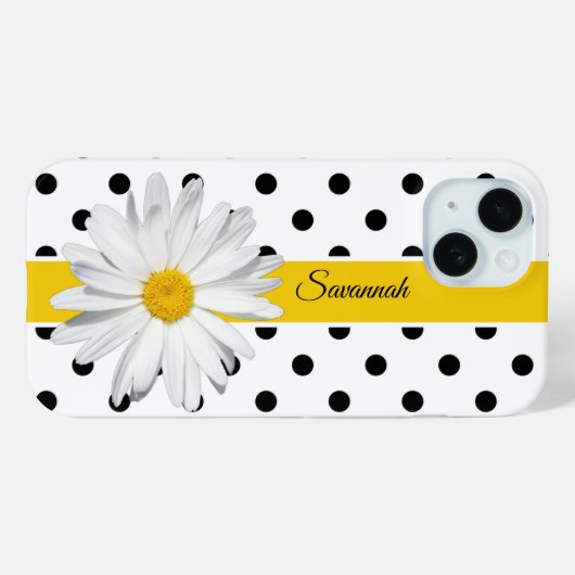 Schwarz-Weiß-Polka-Punkte, Daisy Case-Mate iPhone Hülle (Rückseite (Horizontal))