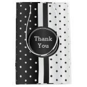 Schwarz-Weiß-Polka-Punkte - Danke Mittlere Geschenktüte (Vorderseite)