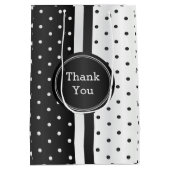 Schwarz-Weiß-Polka-Punkte - Danke Mittlere Geschenktüte (Rückseite)