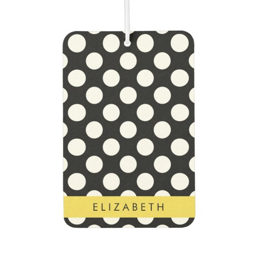 Schwarz-Weiß-Polka-Punkte, Dotter, Ihr Name Autolufterfrischer (Vorderseite)