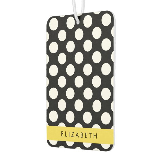 Schwarz-Weiß-Polka-Punkte, Dotter, Ihr Name Autolufterfrischer (Links)