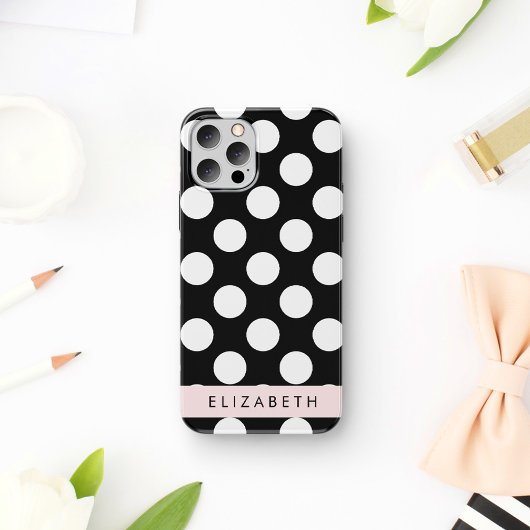 Schwarz-Weiß-Polka-Punkte, Dotter, Ihr Name Case-Mate iPhone Hülle