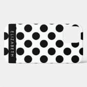 Schwarz-Weiß-Polka-Punkte, Dotter, Ihr Name Case-Mate iPhone Hülle (Rückseite (Horizontal))