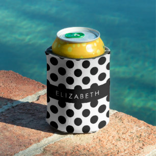 Schwarz-Weiß-Polka-Punkte, Dotter, Ihr Name Dosenkühler