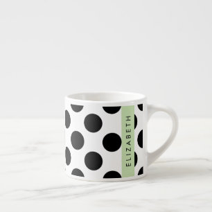 Schwarz-Weiß-Polka-Punkte, Dotter, Ihr Name Espressotasse