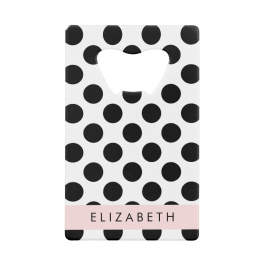 Schwarz-Weiß-Polka-Punkte, Dotter, Ihr Name Geldbeutel Flaschenöffner (Vorderseite)