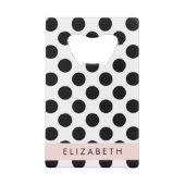 Schwarz-Weiß-Polka-Punkte, Dotter, Ihr Name Geldbeutel Flaschenöffner (Rückseite)