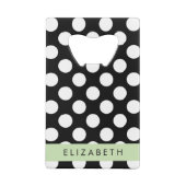 Schwarz-Weiß-Polka-Punkte, Dotter, Ihr Name Geldbeutel Flaschenöffner (Rückseite)