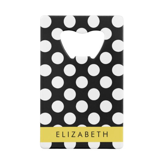 Schwarz-Weiß-Polka-Punkte, Dotter, Ihr Name Geldbeutel Flaschenöffner (Rückseite)