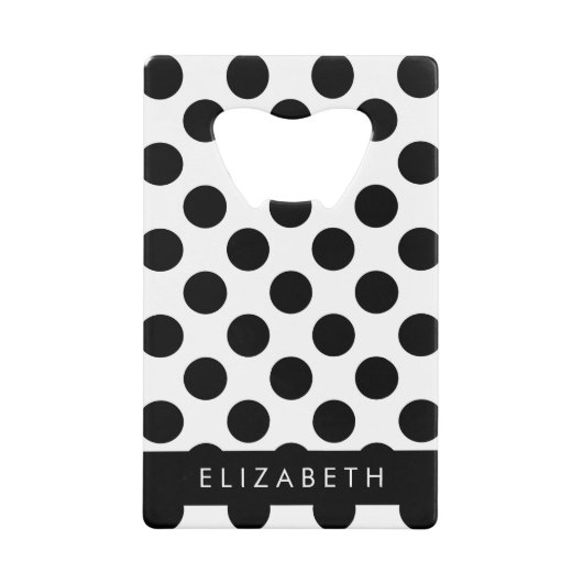Schwarz-Weiß-Polka-Punkte, Dotter, Ihr Name Geldbeutel Flaschenöffner (Vorderseite)