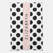 Schwarz-Weiß-Polka-Punkte, Dotter, Ihr Name Geschirrtuch (Vertikal)