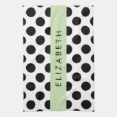 Schwarz-Weiß-Polka-Punkte, Dotter, Ihr Name Geschirrtuch (Vertikal)