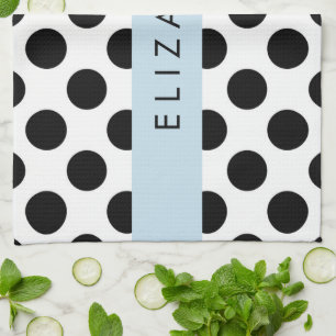 Schwarz-Weiß-Polka-Punkte, Dotter, Ihr Name Geschirrtuch