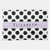 Schwarz-Weiß-Polka-Punkte, Dotter, Ihr Name Geschirrtuch (Horizontal)