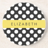 Schwarz-Weiß-Polka-Punkte, Dotter, Ihr Name Getränkeuntersetzer (Vorne)