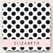 Schwarz-Weiß-Polka-Punkte, Dotter, Ihr Name Getränkeuntersetzer (Vorderseite)