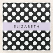 Schwarz-Weiß-Polka-Punkte, Dotter, Ihr Name Glasuntersetzer (Vorderseite)