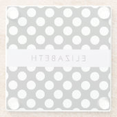 Schwarz-Weiß-Polka-Punkte, Dotter, Ihr Name Glasuntersetzer (Rückseite)