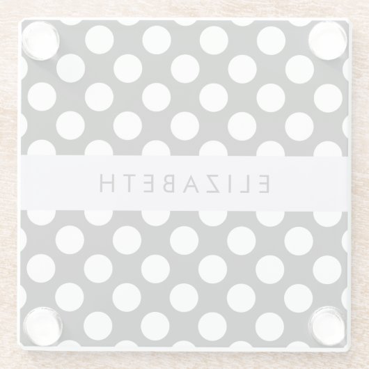 Schwarz-Weiß-Polka-Punkte, Dotter, Ihr Name Glasuntersetzer (Rückseite)