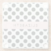 Schwarz-Weiß-Polka-Punkte, Dotter, Ihr Name Glasuntersetzer (Rückseite)