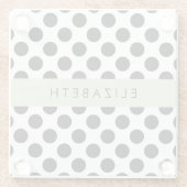 Schwarz-Weiß-Polka-Punkte, Dotter, Ihr Name Glasuntersetzer (Rückseite)