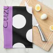 Schwarz-Weiß-Polka-Punkte, Dotter, Ihr Name Handtuch (Viertel Falte)